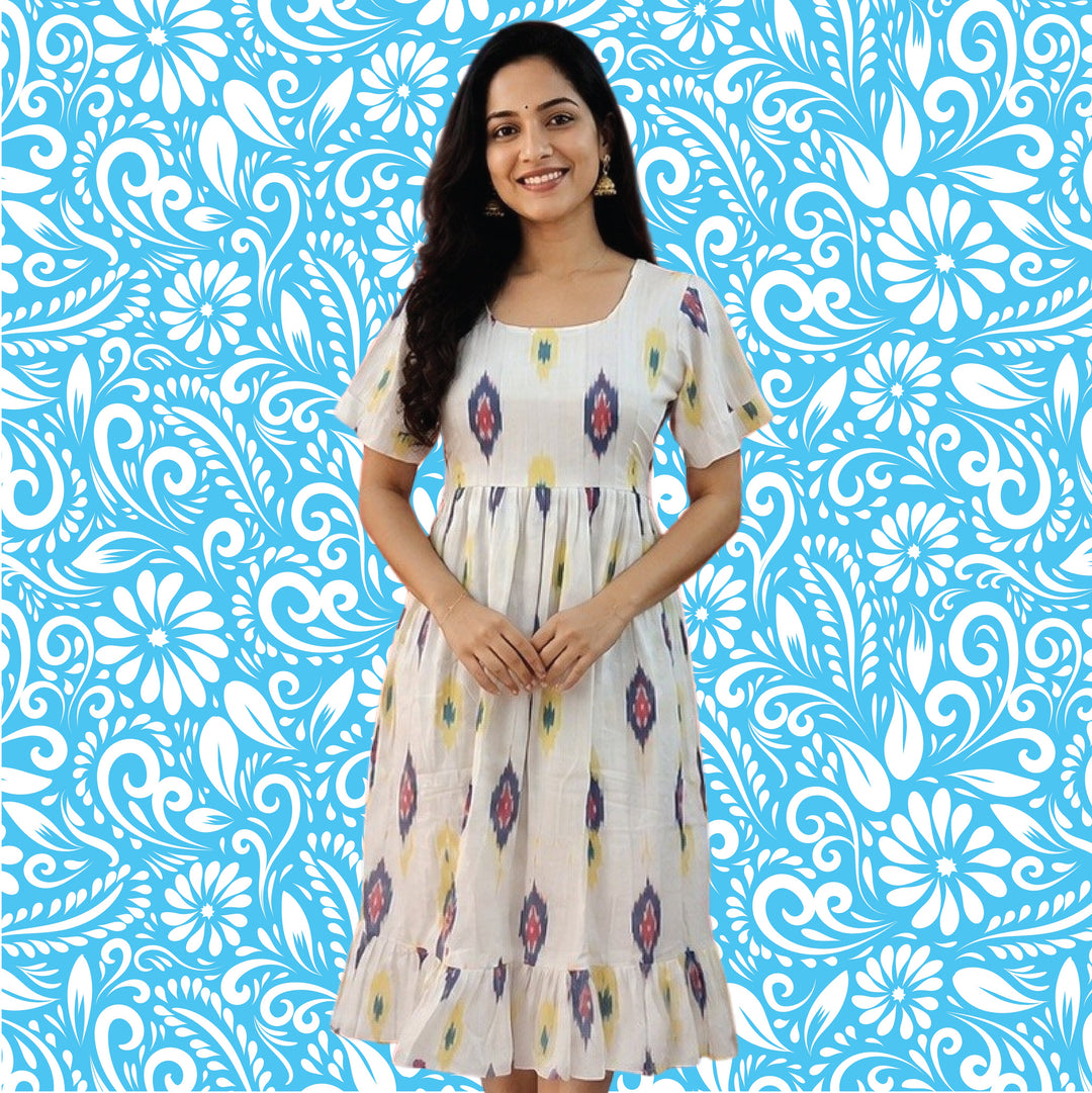 Ikkat Half Sleeve Frocks