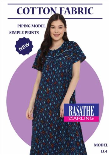 Rasathe Darling L06 Rasathe Darling front and back pleats for a comfortable fit. Best for all climates. Cotton  Nighty with comfortable fabric feel. Please check our size chart also call us for doubts.
